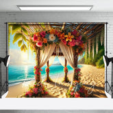 Aperturee - Aperturee Hawaii Beach Floral Gazebo Summer Photography Backdrop